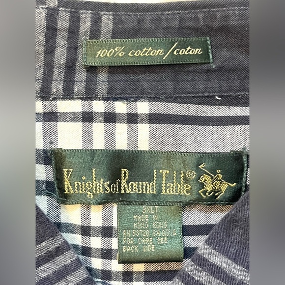 Knights of Round Table Men's Dark Gray and White Plaid Shirt Size 3XL - Picture 3 of 10